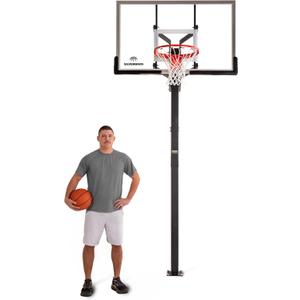 Silverback Height Adjustable In-Ground Basketball Hoop with Tempered Glass Backboard, Pro-Style Breakaway Rim & Backboard Pad (54 inch clear)