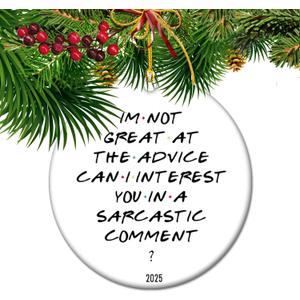 2 x Im Not Great at Advice  2025 Sarcastic Christmas Ornament, Funny for Snarky Friends, Heres a Comment Instead Tree Dcor (S1)