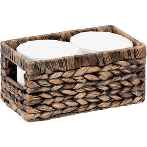 CENBOSS Wicker Baskets (Small, Black Wash, 1 PC) Rattan Storage Baskets for Shelves, Woven Seagrass Holder