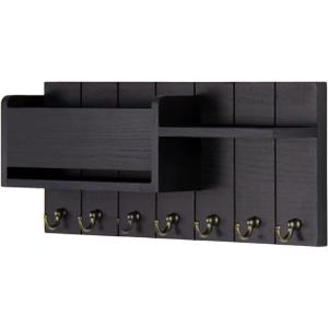 Modern Simple Solid Wood Wall Rack Wall-Mounted Key Storage Organizer with Hooks - Installation for Entryway Decor