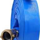 1-1/4" x 50 PVC Lay Flat Water Pump Discharge Hose With Aluminum Pin Lug Fittings, Heavy Duty Reinforced Pool Backwash Hose Assembly