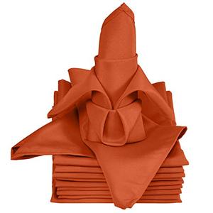 TableLinensforLess 20x20 Inch Hemmed SimplyPoly XL Cloth Napkins Set of 12 (Burnt Orange)