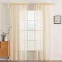MIULEE 2 Panels Solid Color Sheer Window Curtains Elegant Window Voile Panels/Drapes/Treatment for Bedroom Living Room (54 X 90 Inches Cream Beige)