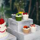 4 Pieces Wooden Cake Stands,Antique White Cupcake Stands for Display,12 inches Square Wooden crates,Wood Display risers for Wedding,Birthday Party,Christmas,etc. (Antique White)