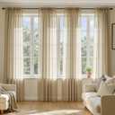 MIULEE Beige Sheer Curtains 96 Inches Long, 4 Panels Set, Rod Pocket Voile Drapes Light Filtering and Semi Transparent, Elegant Window Treatments for Bedroom Living Room,42 x 96 Inches