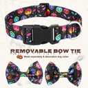 2 x Halloween Dog Collar Bowtie - Fall Collar with Bow-Pumpkin Bat Ghost Pattern - Adjustable for Medium Dogs