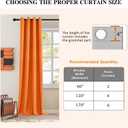 Orange Blackout Curtains Thermal Insulated Drapes Solid Window Treatment Set Grommet Top Curtain for Living Room Bedroom (W52 x L96 Inch, Orange Tiger)