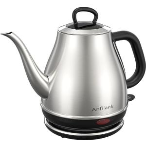 Electric Gooseneck Kettle, 1L 1500W Fast Boil, 100% Stainless Steel BPA Free Pour-Over Coffee & Tea Kettle, Water Boiler with Auto Shut & Boil-Dry Protection, Silver