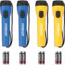 EVEREADY LED Flashlights (4-Pack), Bright Flashlights for Emergencies and Camping Gear, Flash Light with AA Batteries Included, Blue/Yellow (4-Pack)