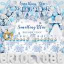 Something Blue Before I Do Bridal Shower Decorations,127 PCS Blue Bachelorette Party Decorations with Coquette Bow Balloon Arch Kit Floral Backdrop Tablecloth Banner Garland Cake Topper Veil