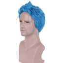 RightOn Blue Wig Short Wig for Men Short Sky Blue Wigs for Cosplay Halloween Party Daily