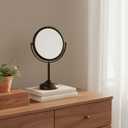 JERDON Two-Sided Tabletop Makeup Vanity Mirror - 10X-1X Magnification & Swivel Design - 6-Inch Diameter Portable Mirror - Bronze Finish - Model JP910BZP