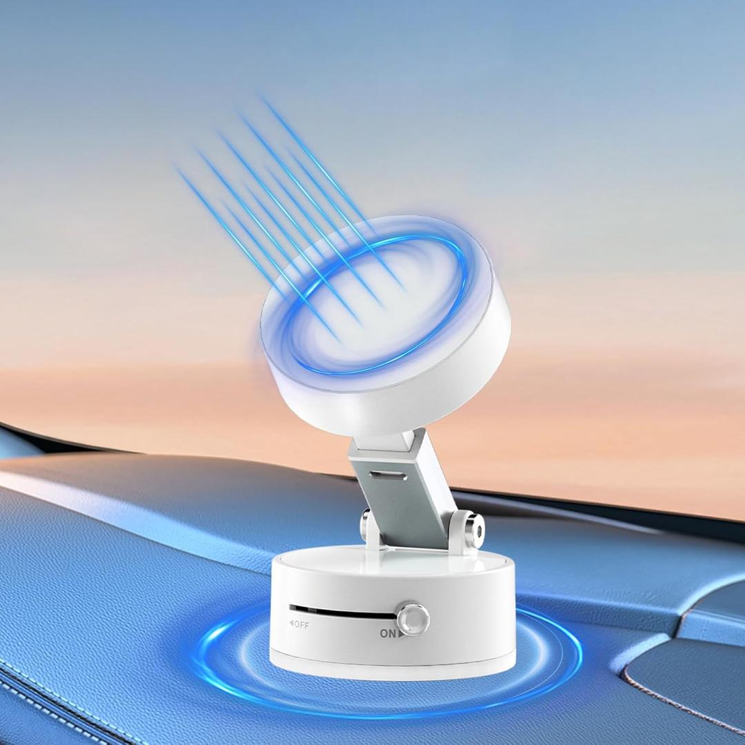 3 x Magnetic Phone Holder, Suction Cup Phone Mount, Foldable Strong Magnetic Cell Phone Holder for Car/Gym/Mirror/Smooth Surface, Compatible with Magsafe iPhone (White)