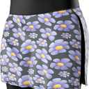 SLS3 Athletic Skirt Shorts for Women, Lightweight Mini Tennis Skort with Pockets (Medium, Graphite/Lavender Flowers)