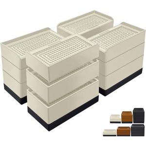 ANNKUT Furniture Risers 4 Inch, Heavy Duty Furniture Elevator in Heights of 1.5, 3 or 4 InchRectangle Raising Blocks for Bed, Couch, Desk, Sofa, Tables,Support Up to 1,300 Lbs (4 Pack-Apricot)