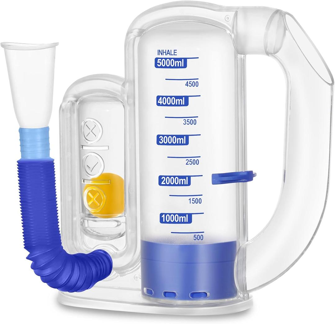 Incentive Spirometer Adult, Breathing Exercise Device for Lungs, Deep Breathing Trainer for Adults  5000ml Volume Measurement with Flow Rate Indicator