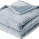 Berkshire Blanket Suedemink & Loftmink Quilted Throw Blanket, Ultra-Soft Reversible Fleece Throw, Lightweight & Warm, Ideal for Couch, Sofa & Bed, All-Season Comfort, Polar Blue, 50 in  60 in