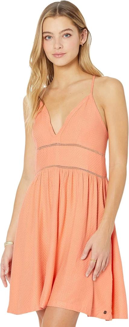 Roxy Women's New Silver Light Strappy Woven Dress (Large, Papaya)