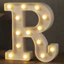 HXWEIYE LED Marquee Letters Lights Sign R, 26 Alphabet Light Up Letter and Number 0-9 Number Warm White Led Letters for Bar Party Birthday Home Wedding Dcor (8.5 Inch)