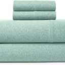 BED INC Road Trip America Jersey Sheets Queen Set - Cotton (4 Pieces) Deep Pockets T-Shirt Soft Knit Stretchy Jersey Sheets - 1 Flat 1 Fitted 2 Pillowcases (Classic Mint, Queen)