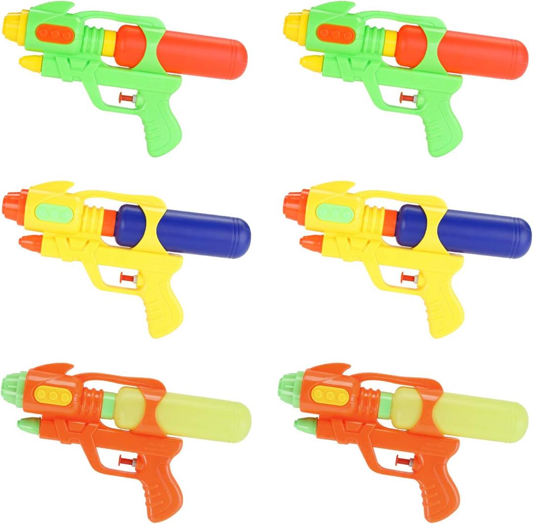 Fun-Here Water Guns 9 Inch 6 Packs for Kids Adults Multicolor Squirt Gun in Party Pool Bath Favors Indoor Outdoor Funy Summer Toy (Pack of 6) (9 Inch)