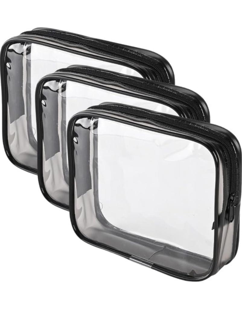 SIAM'S Clear Makeup Bag Waterproof Quart Size Bag,TSA Approved Toiletry Bag - Travel Makeup Cosmetic Bag for Women, Carry on Airport Airline Compliant Bag, 3 Pack (3, black) SIAM'S Clear Makeup Bag Waterproof Quart Size Bag,TSA Approved Toiletry Bag - Travel Makeup Cosmetic Bag for Women, Carry on Airport Airline Compliant Bag, 3 Pack (3, black)