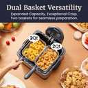 Elite Gourmet Electric Deep Fryer, 4.5 Qt Total Oil Capacity (Dual 2-Qt Split Baskets), 1700 Watts, Stainless Steel, Separates Foods for Simultaneous Cooking, Stainless Steel