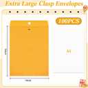 Fullhawl 100 Pcs 14 x 18 Inch Extra Large Mailing Clasp Envelopes Jumbo Kraft Catalog Manila Envelope with Clasp Closure for Oversized Big Documents Office Home Business Legal School Storing Mailing