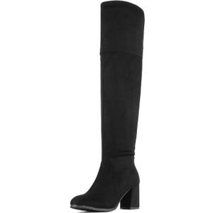 DREAM PAIRS Women's Thigh High Block Heel Over The Knee Boots (9, Black)