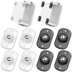Honoson 8 Pcs Self Adhesive Caster Wheels Appliance Rollers Appliance Sliders for Kitchen 360 Swivel Universal Wheel Mini Small Kitchen (Clear Black White with 1 Steel Ball Style)