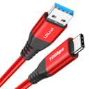 USB-C Data Cable 10Gbps [6ft, Red], Android Auto USB 3.2 Gen 2 USB A to USB C Data Transfer Cord Type C 3.1A Fast Charging for Samsung Galaxy S24/S23/S22/S21, iPhone 16/15 Pro Max CarPlay, Pixel 9