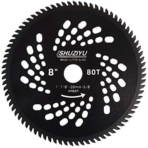 SHUZIYU, 8"-80T, 1" Arbor with Washer Adapter 7/ 8"-20mm-5/ 8, Brush Cutter Blade, Trimmer Weed Blade. Suitable for All Brand of Brush Cutter