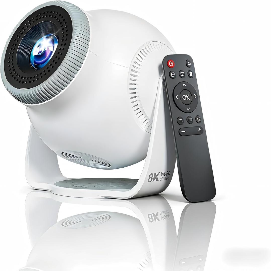 WorldCup Limited Edition Short Throw Mini Portable Projector with WiFi and Bluetooth,Android Smart TV Projector Portable Ceiling Movie Projector for Home Theater & Outdoor Use