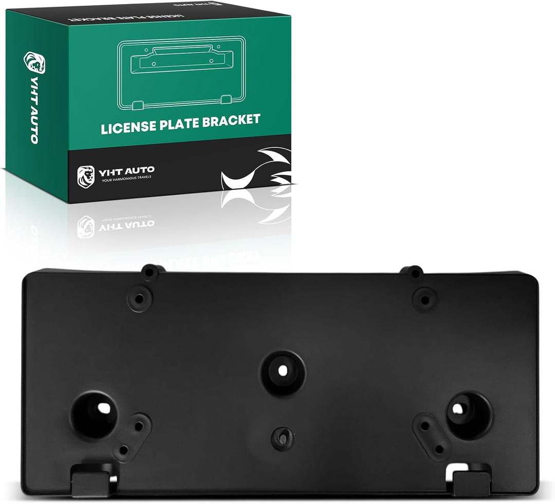 YHTAUTO Front License Plate Frame w/o Screws Compatible with Ford Explorer/Police Interceptor Utility 2018-2019, Plastic Black Bumper License Plate Bracket, No Drill Licence Plate Holder