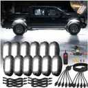 12Pods Metal All Pure White LED Rock Lights Full Kit Plug and Play&Pre Wired 6500K with Switch Wiring Harness Extension Fuse,288Chip Aluminum Waterproof Underglow 12V for Truck Pickup Jeep ATV Offroad