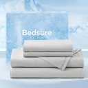 Bedsure Cooling Sheets Queen Size, Cooling Bed Sheets for Hot Sleepers, Chill Cool Sheet, Deep Pocket Up to 18 Inches, Soft & Breathable Queen Sheet Set, 4 Pieces, Grey