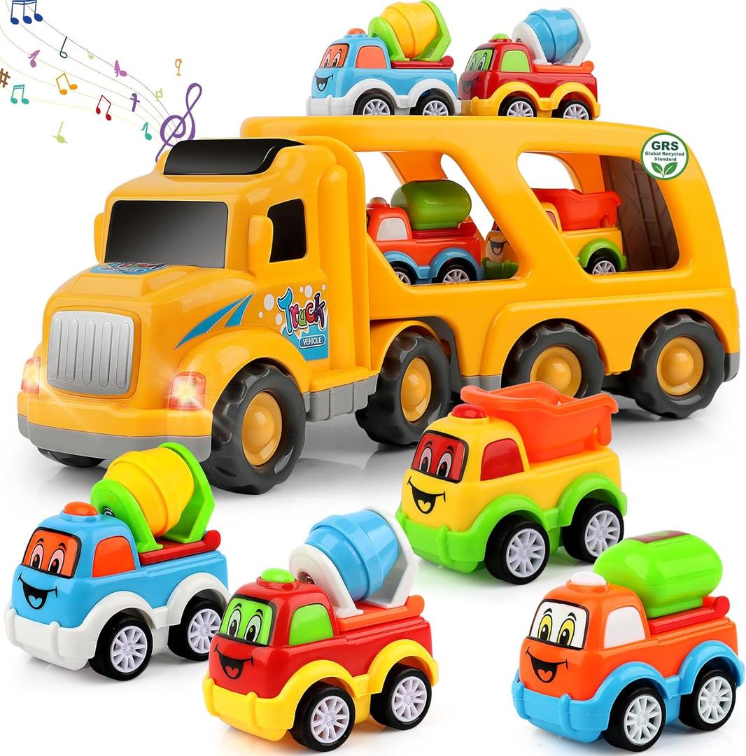 Nicmore Construction Truck Toddler Toys Car: Toys for 2 3 4 Year Old Boy 5 in 1 Carrier Toys for Kids Age 2-3 2-4 | 18 Months 2 Year Old Boy Christmas Birthday Gifts