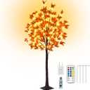 FastDeng 5Ft Fall Maple Tree Light Thanksgiving Decorations, 90 LED Warm White Dimmable Timing Artificial Fall Tree with 8 Flashing Modes for Home Indoor Outdoor Autumn Thanksgiving Harvest Decor