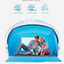 OutdoorMaster Updated Beach Tent for 3-4 Person - Easy Setup and Portable Beach Shade Sun Shelter Canopy with UPF 50+ UV Protection Removable Skylight Family Size -Sky Blue