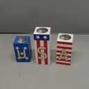 Fun Express Patriotic Fireworks Wooden Blocks - 4th of July Home Decor Red White & Blue Stars - Festive Wooden Blocks for Independence Day & USA Celebrations - Decorative Patriotic Blocks - 3 Pieces