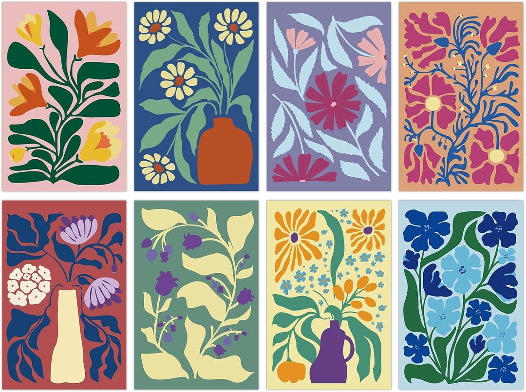 Miucat 32 Pack Floral Blank Cards with Envelopes, Flower Greeting Cards Set Boxed, 8 Designs Note Cards for Thank You, Graduation, Birthday, Wedding, All Occasions
