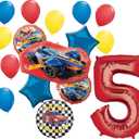 Anagram Hot Wheels Ultimate 5th Birthday Party Balloon Bouquet Decorations, 