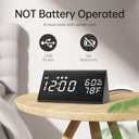 Digital Alarm Clock, with Wooden Electronic LED Time Display, 3 Alarm Settings, Humidity & Temperature Detect, Wood Made Electric Clocks for Bedroom, Bedside (Black)