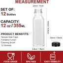 YULEER Plastic Juice Bottles with Caps 12PCS 12OZ Reusable Juice Bottles with Leakproof Lids, Brush, Funnel & Labels Clear Juice Containers for Juicing, Smoothies and Homemade Beverages