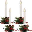 Hobbynors Cherished Holiday Flameless Window Candles, 4 Pack Battery Operated Taper Candles with Auto Timer, 10.5" Classic Electric Candle Lights for Christmas, Windows, and Holiday Decorations