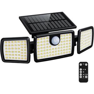 Solar Lights Outdoor, Quick Charge Solar Motion Deck Lights Outdoor for Deck with 158LEDs High Brightness, Larger Built-in Tempered Glass Panel, Sensitive PIR Motion Inductor (Remote,1 Pack)