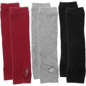 VALICLUD 3 Pairs Cotton Blend Fingerless Gloves Arm Warmers with Thumb Hole for Women Lightweight Stretchy Long Winter Mittens for Transitional Weather