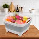 Dishpan for Washing Dishes, 2.4Gal/9L Wash Basin with Draining Plug Carry Handles, Collapsible Bucket for Cleaning, Portable Sink, Foldable Plastic Tub