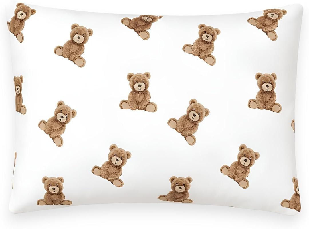 Toddler Pillow with Cotton Pillowcase Soft & Hypoallergenic Kids Pillow, 13x18 Small Pillow for Toddlers Ages 3+, Travel-Friendly & Machine Washable (Bear)