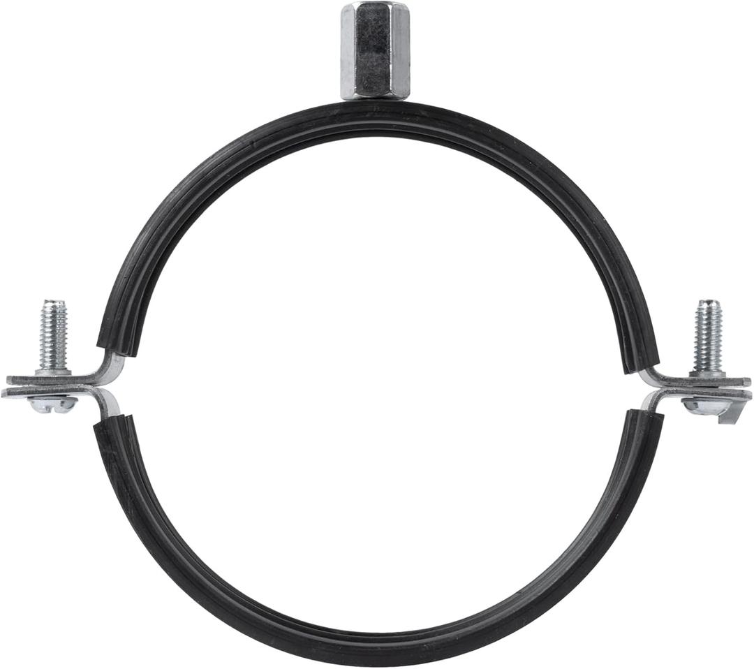 4" Inch Galvanized Pipe Hanger with Rubber - Conduit Mounting Clamp - Tube Brackets - Pipe Clamps - Tube Wall Mounting Bracket Clamp - Rigid Conduit Holder - PVC and Metal Pipe Attachment Hanger